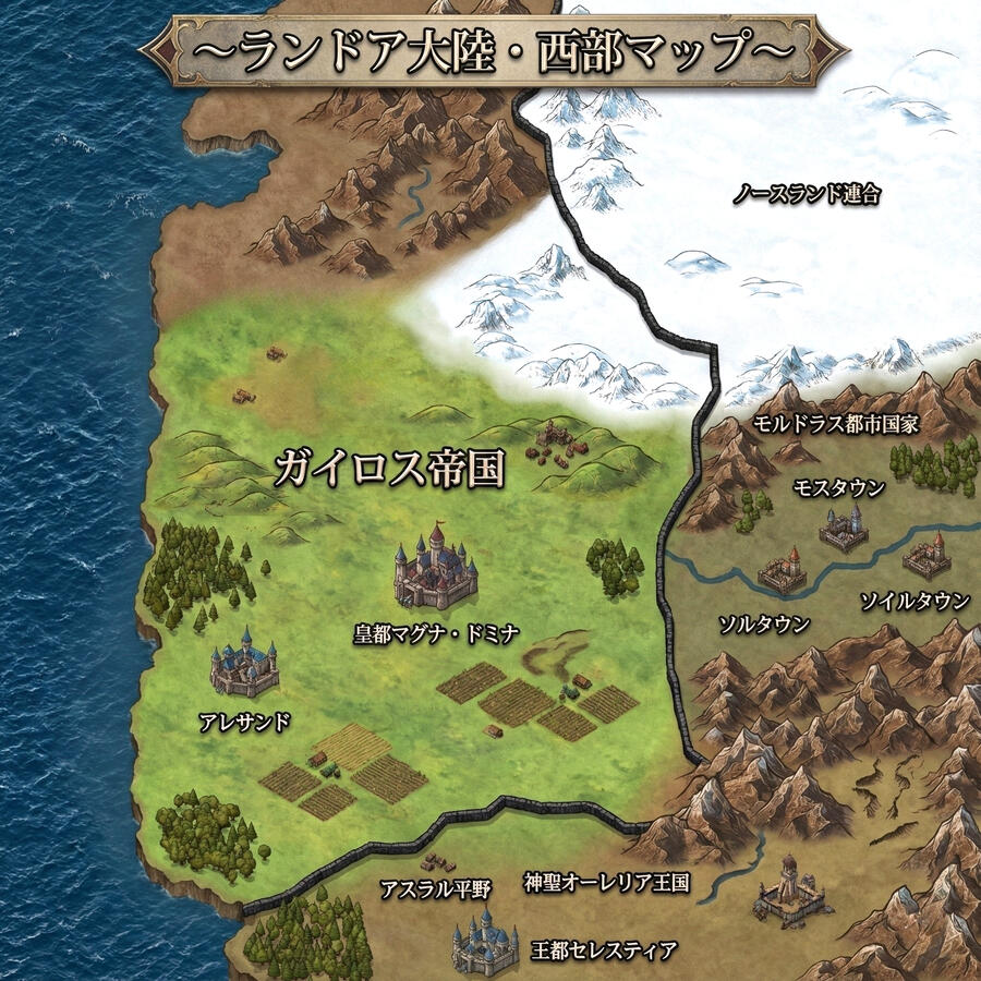 ランドア大陸・西部マップ
